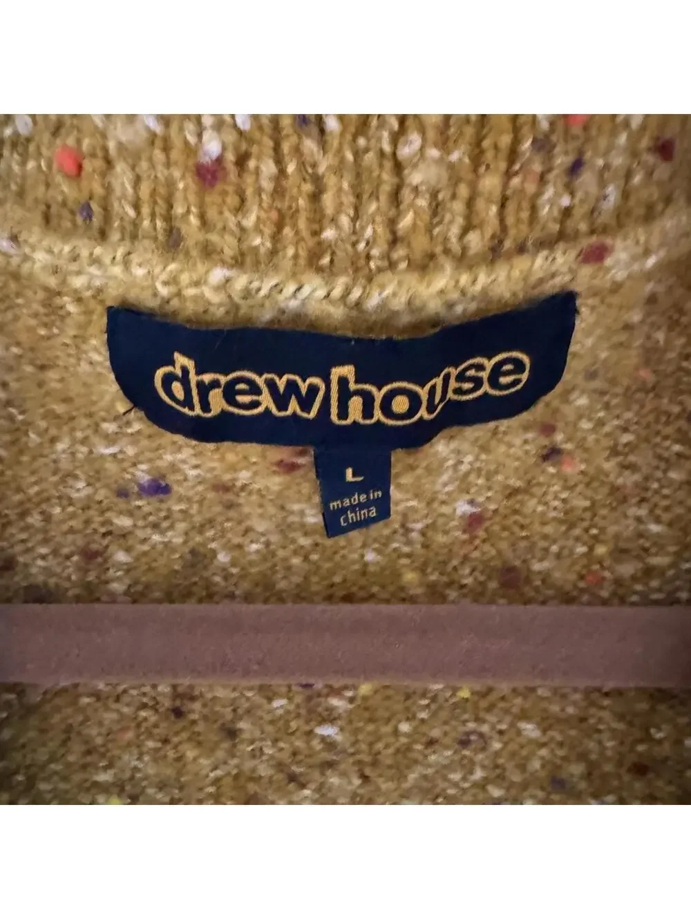 drewhouse Varsity Cardigan in Confetti Yellow L NWT